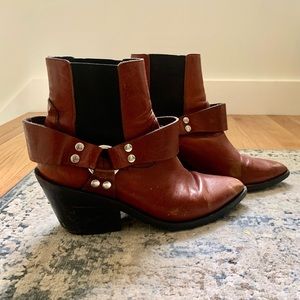 MM6 Maison Margiela Brown Leather Cowboy Boots SZ 9